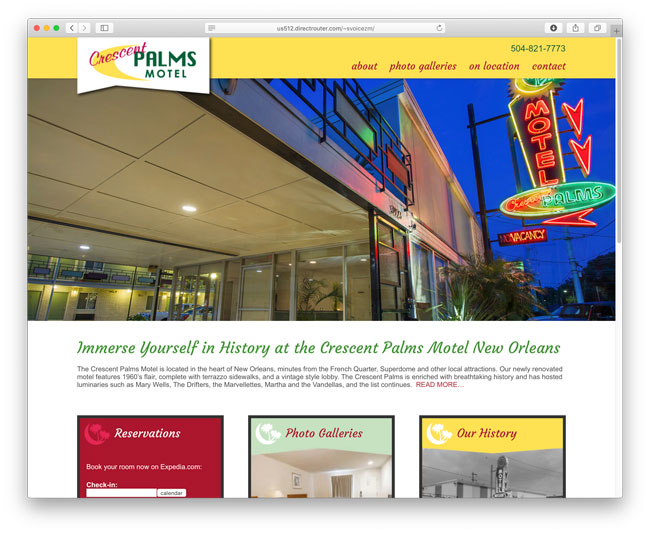 Crescent Palms Motel website